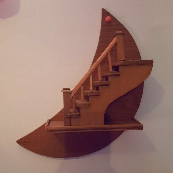 Vintage Whimsigoth Wooden Moon Staircase Shelf - Picture 1 of 8